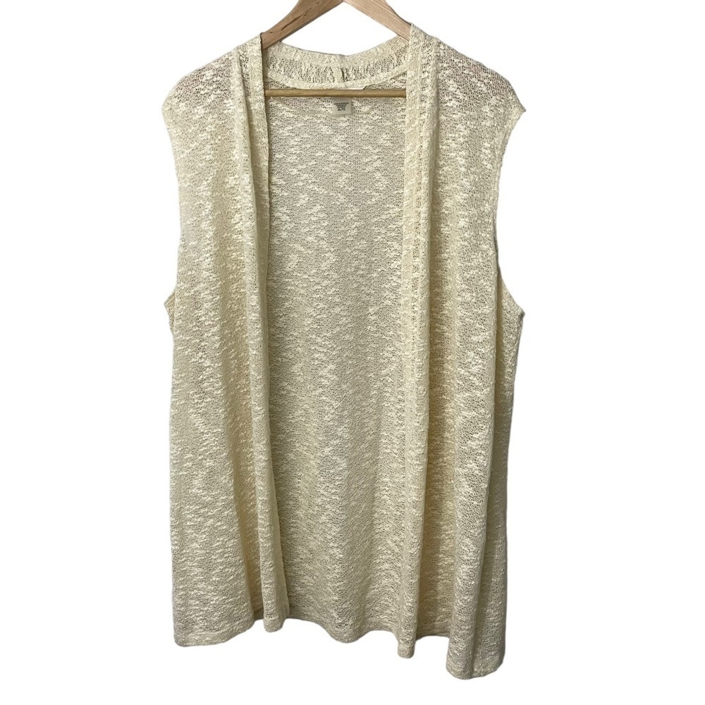 Alia Lightweight Sleeveless Cardigan Sz XL Cream Beige Knit Summer Boho Sweater